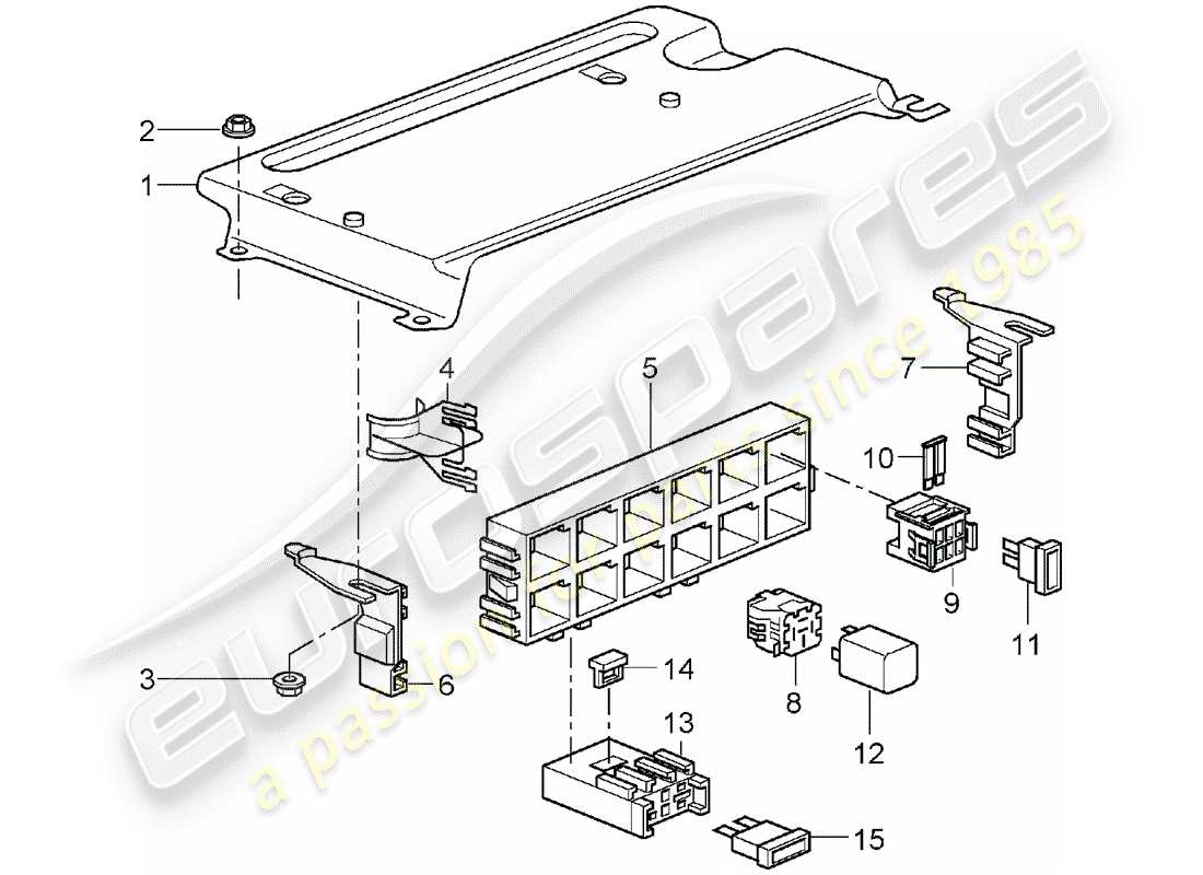 porsche 2007 (997-1) scatola dei fusibili/piastra relè diagramma delle parti