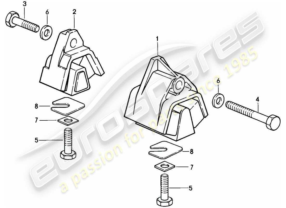 porsche 1980 (928) sospensione della trasmissione - cambio automatico diagramma delle parti