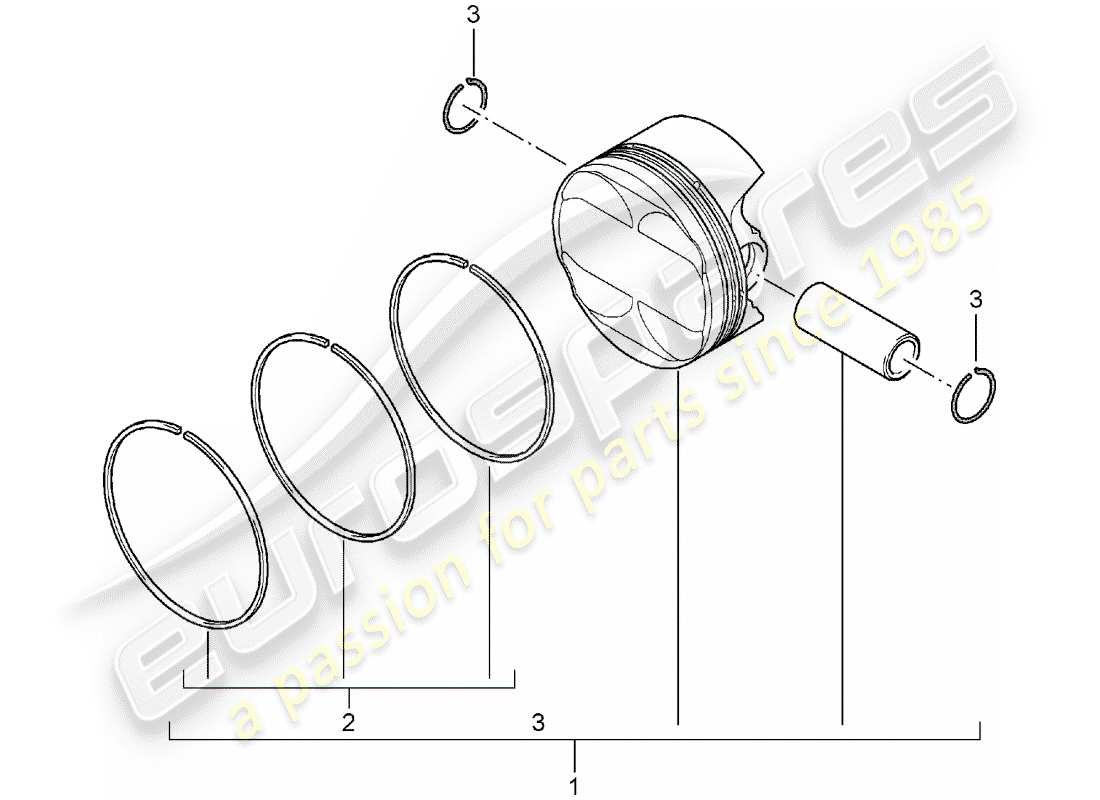 porsche 2007 (997-1) pistone diagramma delle parti