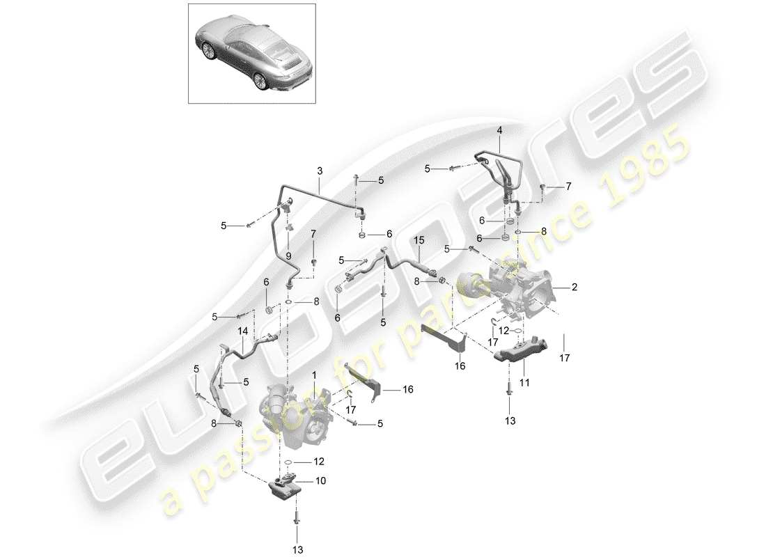 porsche 2020 (991-2) turbocompressore gas di scarico diagramma delle parti