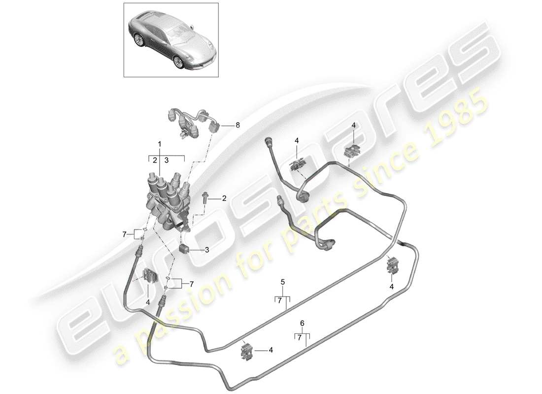 porsche 2020 (991-2) schema delle parti della linea idraulica