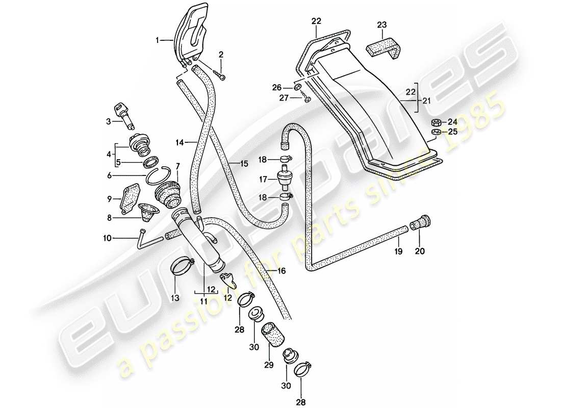 porsche 1986 (944) collo di riempimento diagramma delle parti