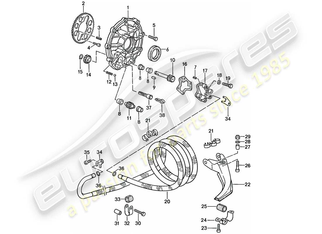 porsche 1986 (944) schema delle parti del raffreddamento dell'olio