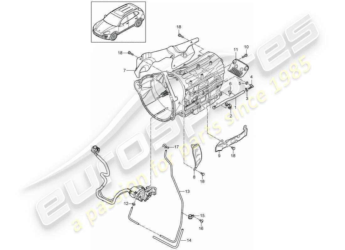 porsche 2013 (cayenne e2 92a) 8-speed schema delle parti del cambio automatico