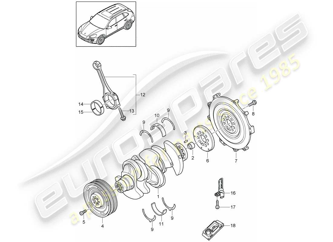porsche 2013 (cayenne e2 92a) schema delle parti dell'albero motore