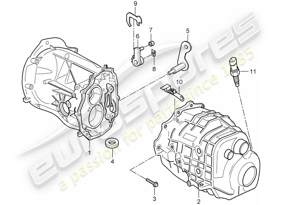 porsche 2004 (986 boxster) cassa trasmissione - coperchio trasmissione diagramma delle parti
