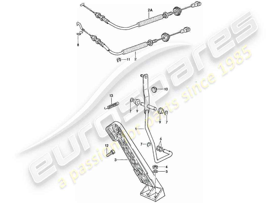 porsche 1981 (924) comando acceleratore - cavo acceleratore - per - cambio manuale schema delle parti