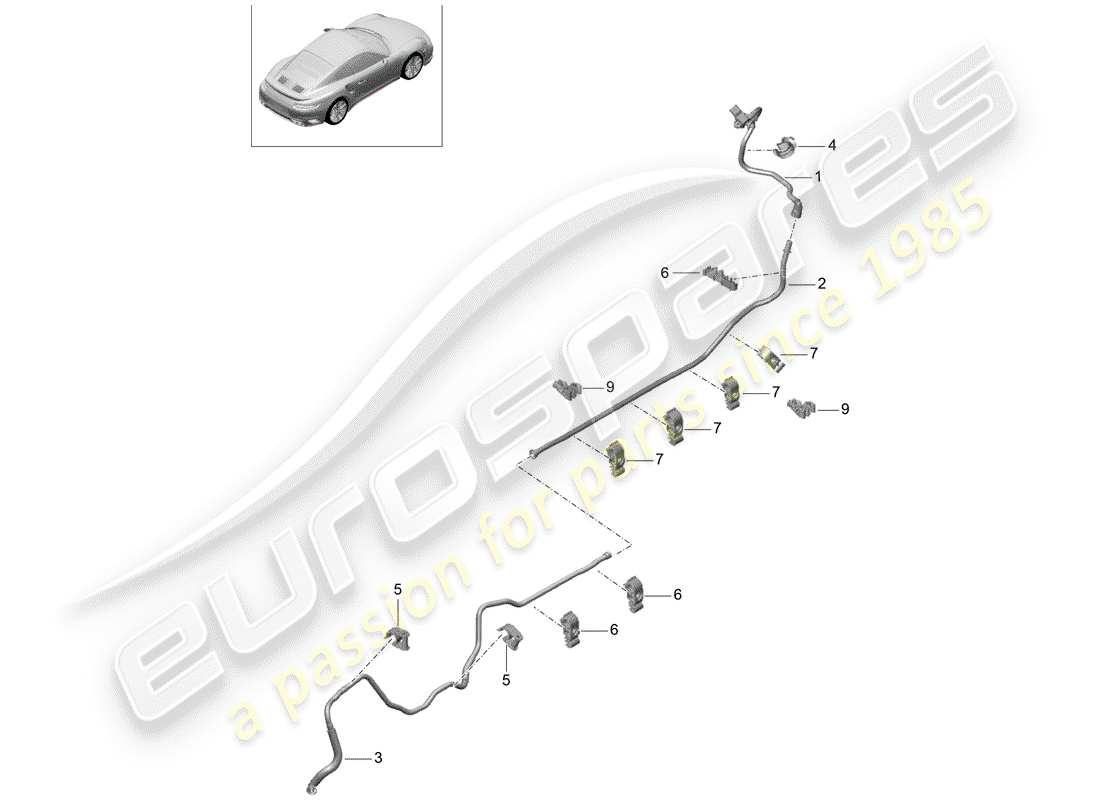 porsche 2016 (991-1 turbo) linea del vuoto diagramma delle parti