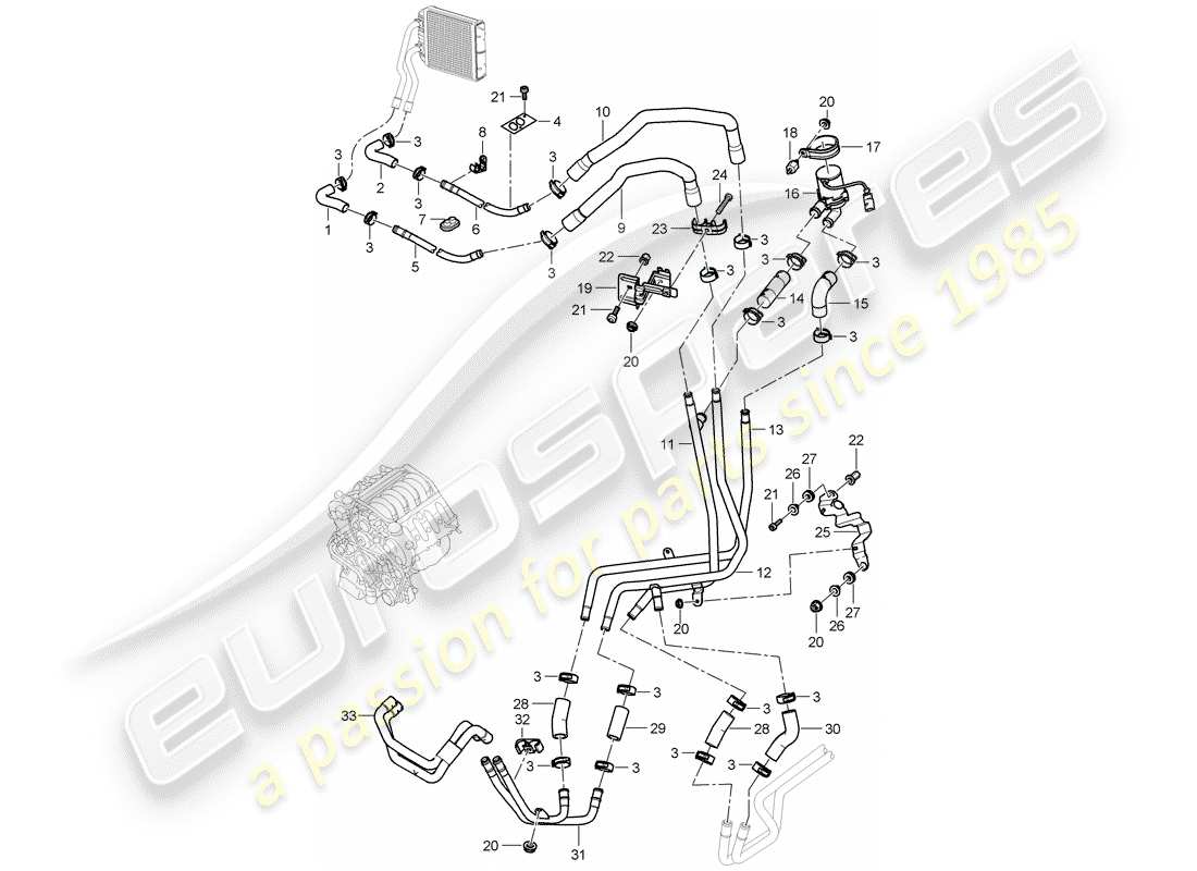 porsche 2007 (cayenne e1 9pa) stufa diagramma delle parti