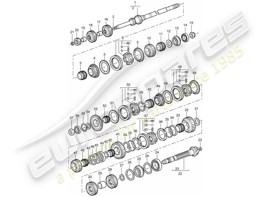 porsche 2007 (997-1 gt3) ingranaggi e alberi diagramma delle parti