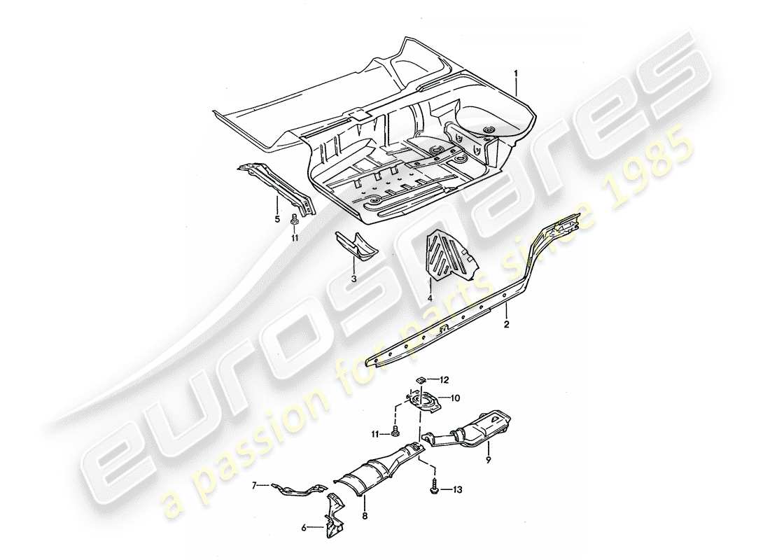 porsche 1993 (928) pavimento - telaio schema delle parti