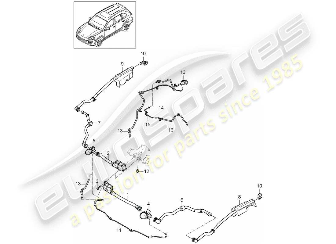 porsche 2015 (cayenne e2 92a) raffreddatore dell'aria di carica diagramma delle parti