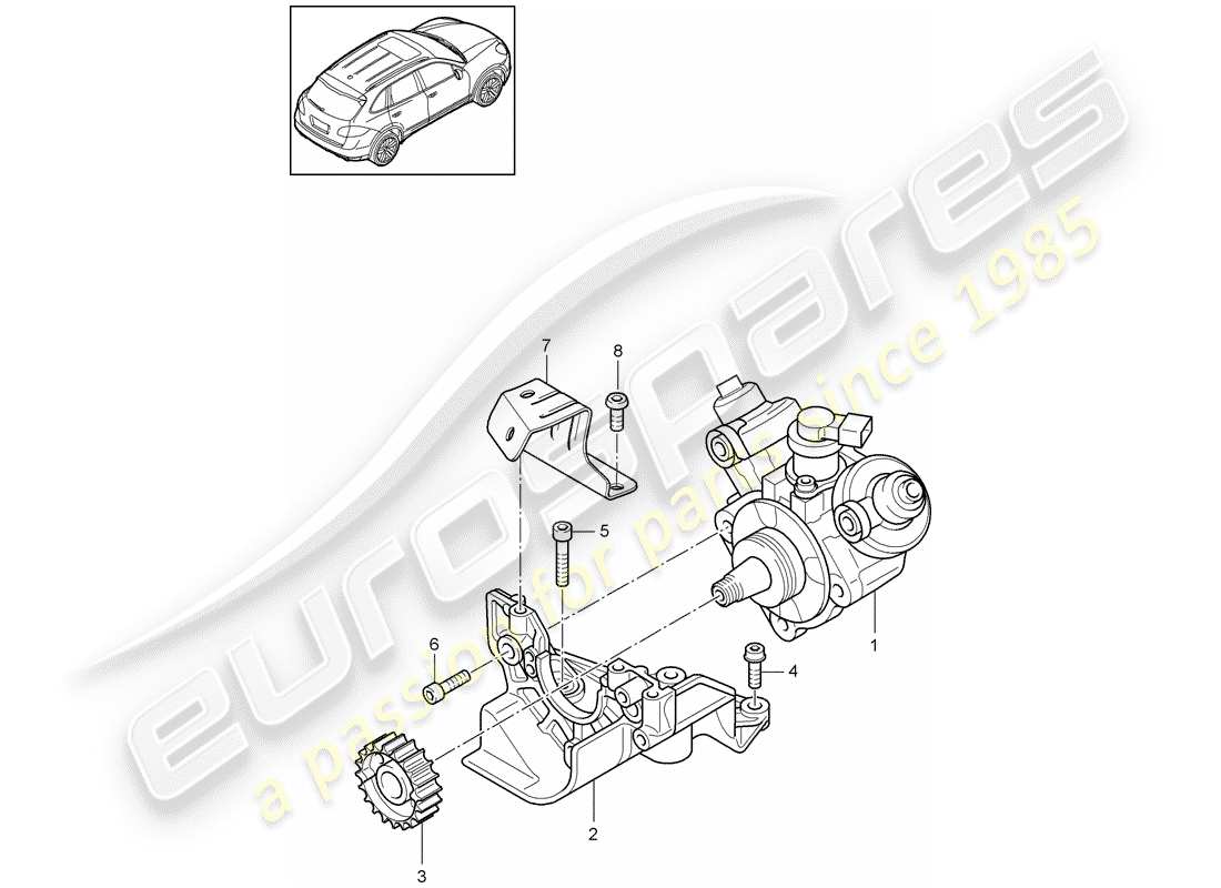 porsche 2012 (cayenne e2 92a) pompa ad alta pressione diagramma delle parti