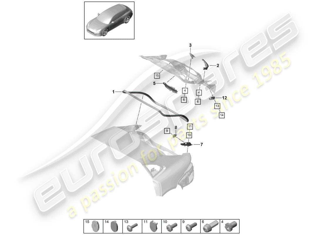 porsche 2020 (panamera 971-1) guarnizioni diagramma delle parti