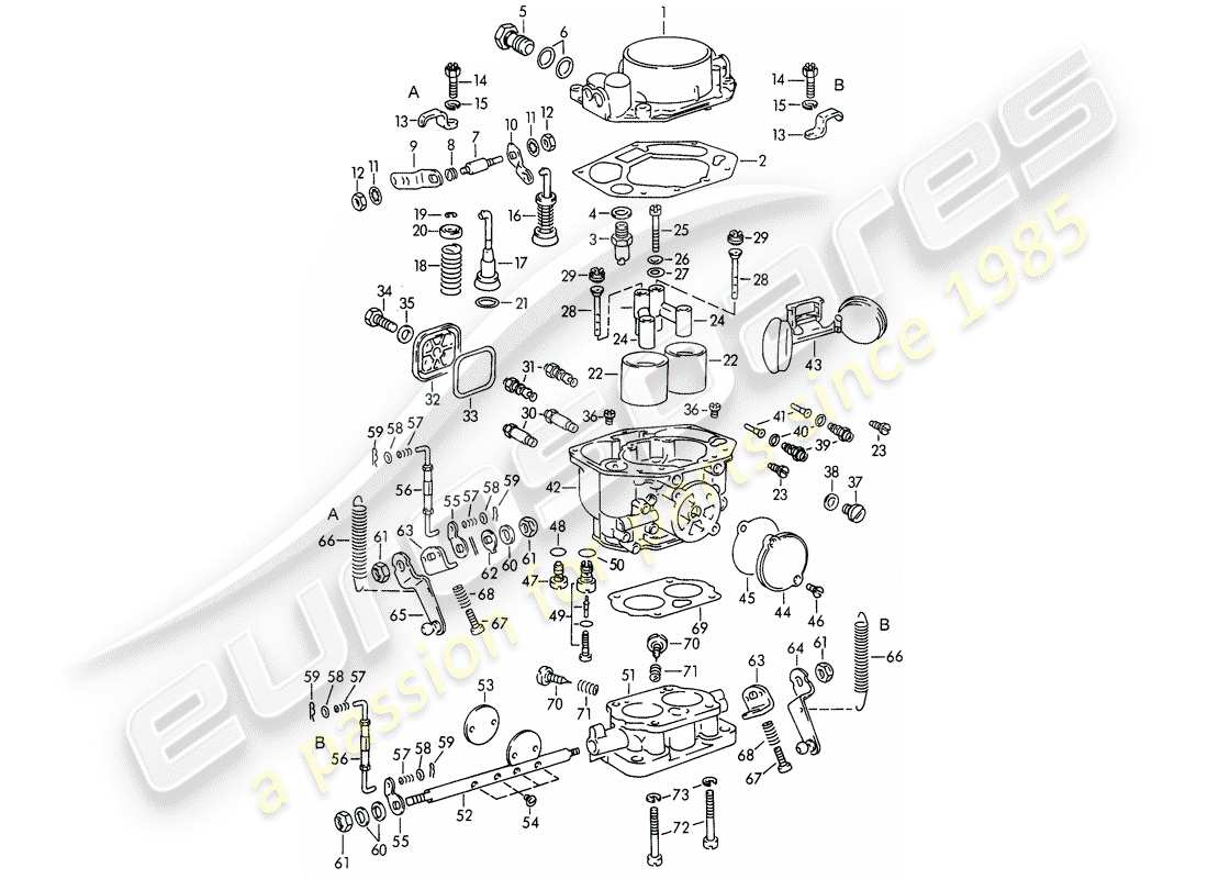 porsche 1963 (356b/356c) parti singole - per - carburatore - pallas - zenith 32 ndix schema delle parti