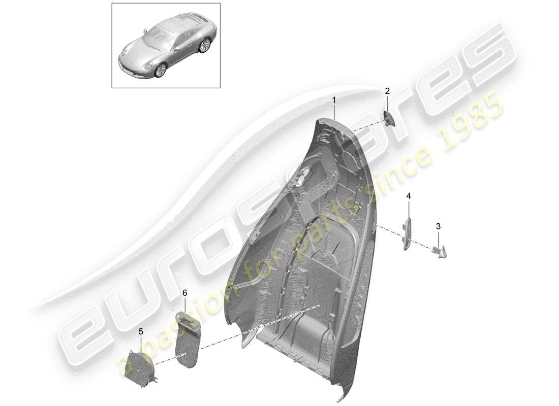 porsche 2017 (991-2) guscio dello schienale schema delle parti