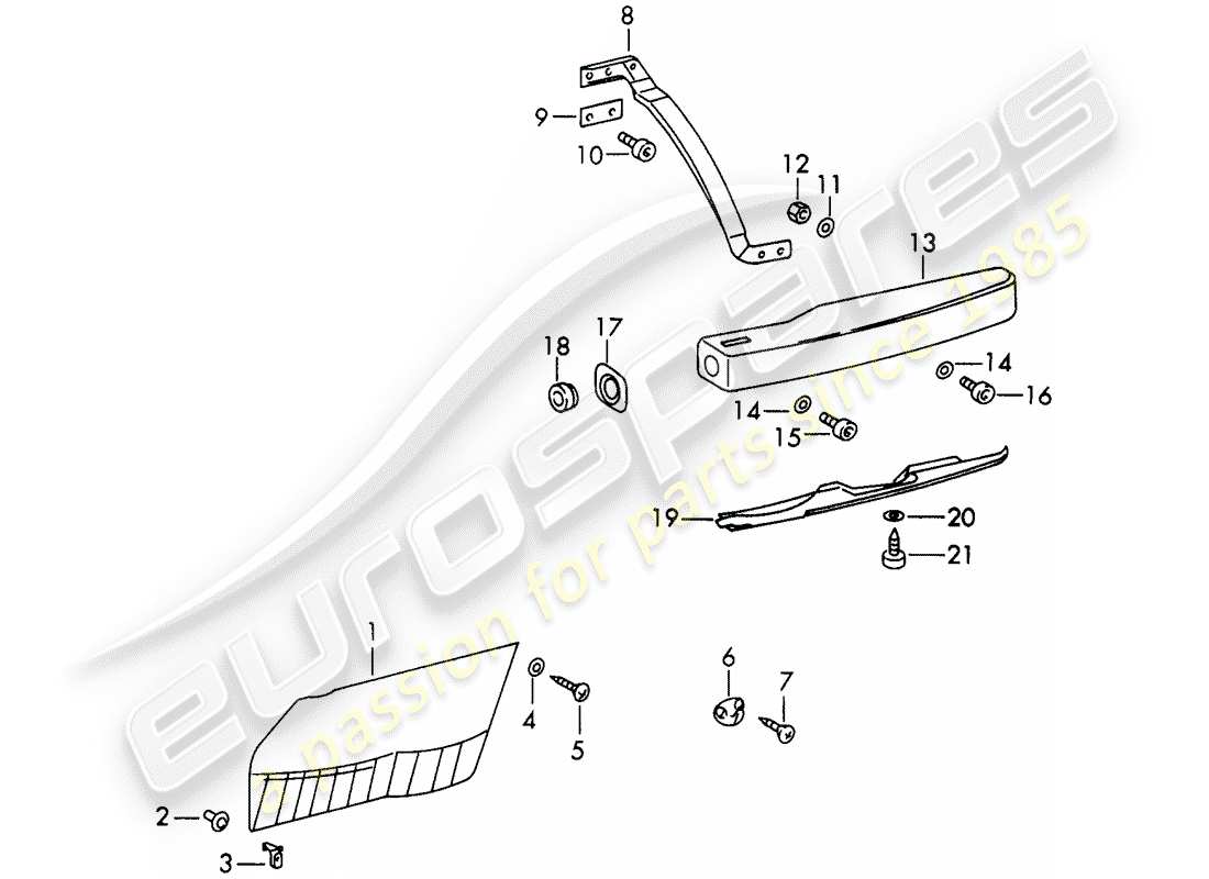 porsche 1966 (911/912) equipaggiamenti interni - porte - d >> - mj 1968 schema delle parti