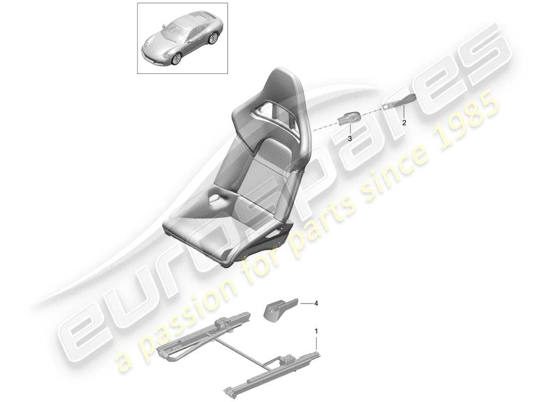 porsche 2017 (991-2) diagramma delle parti del sedile