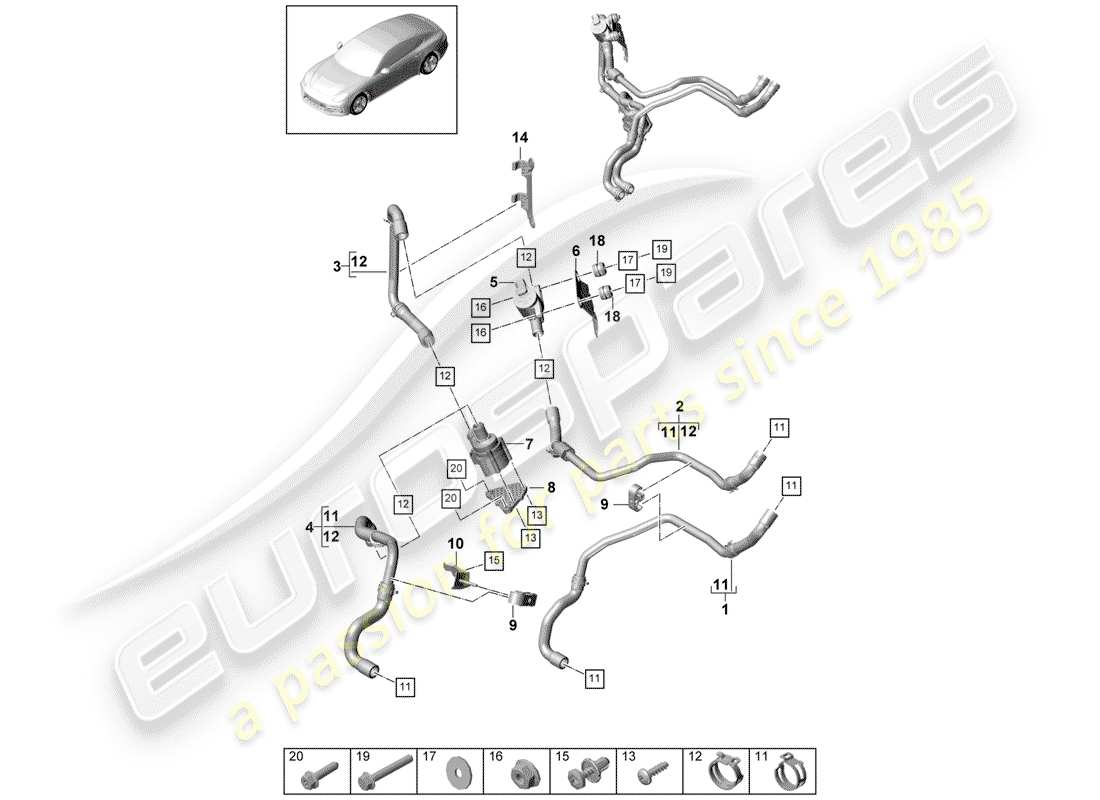 porsche 2017 (panamera 971-1) diagramma delle parti del riscaldatore