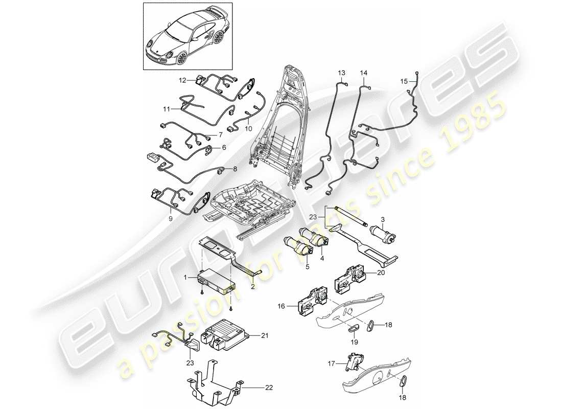porsche 2013 (997-2 turbo / gt2 rs) cablaggi elettrici schema delle parti