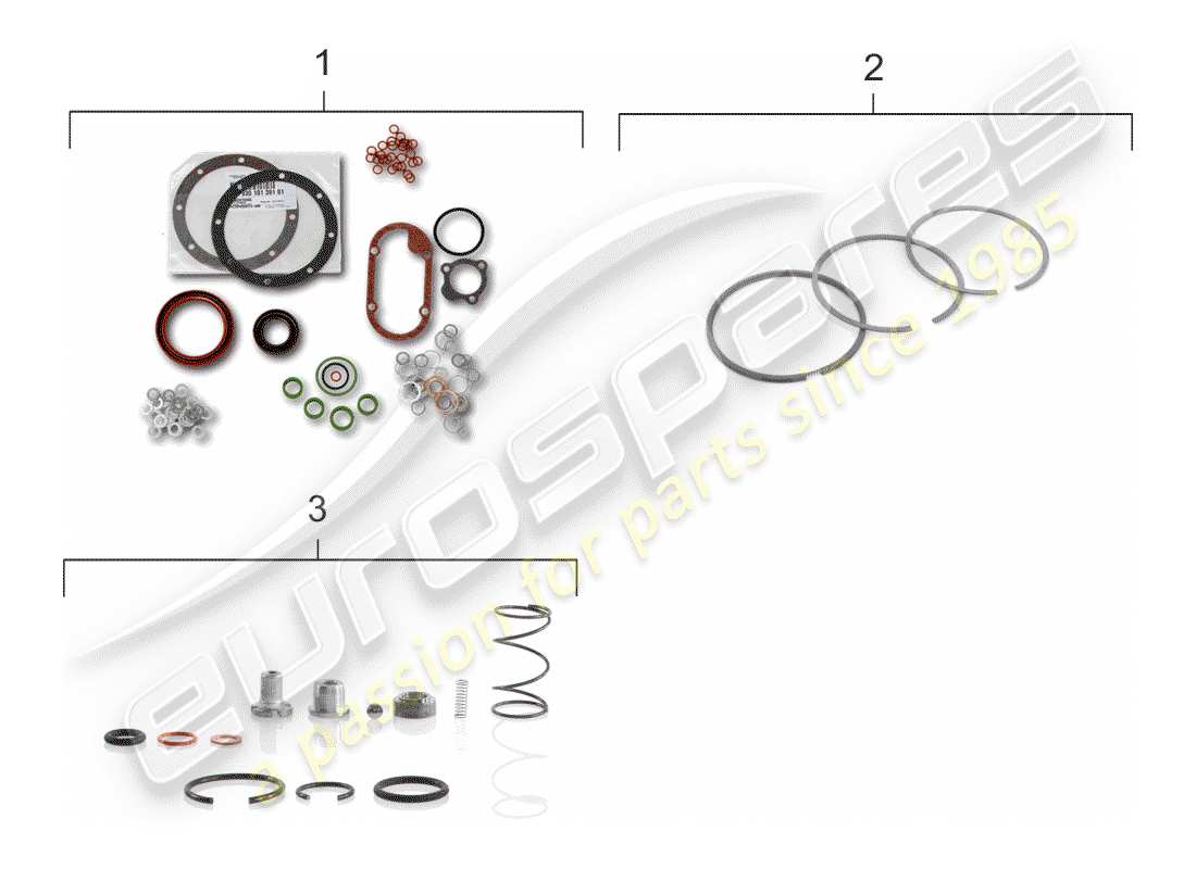 porsche 1976 (911 turbo) set guarnizioni - kit di riparazione - set manutenzione schema delle parti