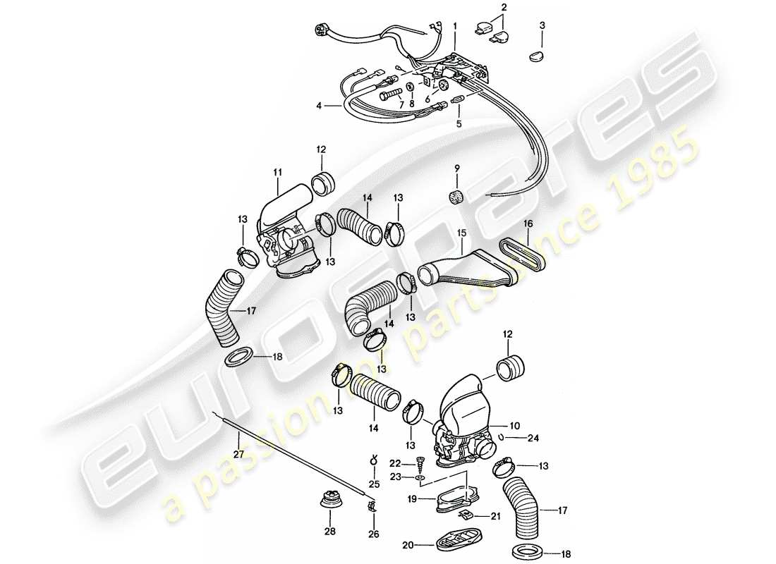 porsche 1987 (911) ventilazione - riscaldamento 2 diagramma delle parti