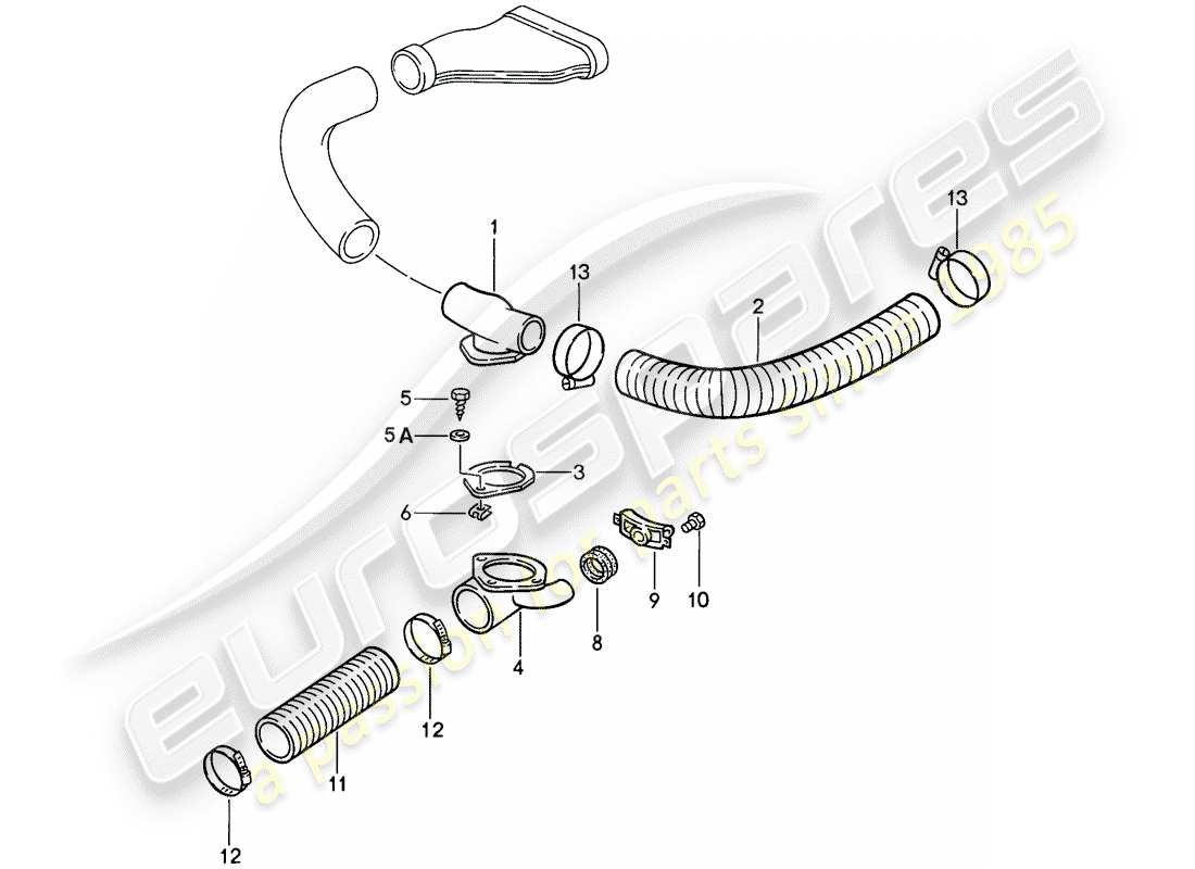 porsche 1987 (911) schema delle parti del condotto dell'aria di raffreddamento