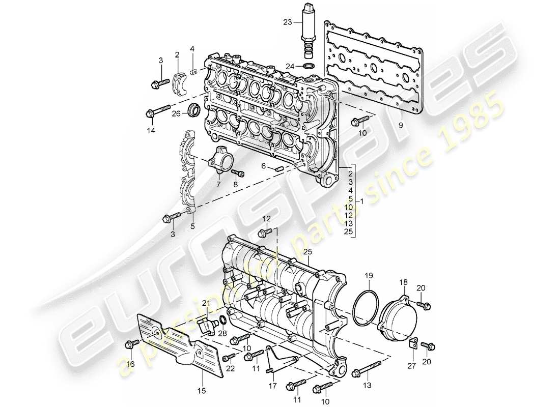 porsche 2004 (996 gt3) alloggio albero a camme diagramma delle parti