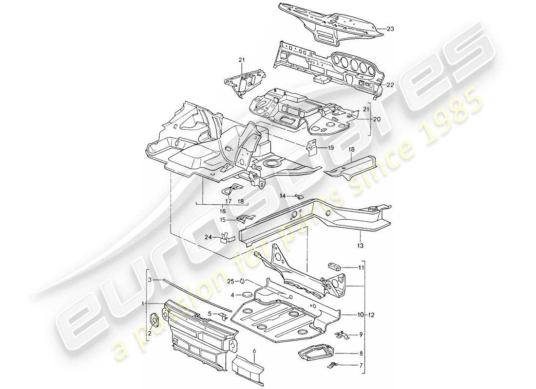 porsche 1990 (964) diagramma delle parti del telaio