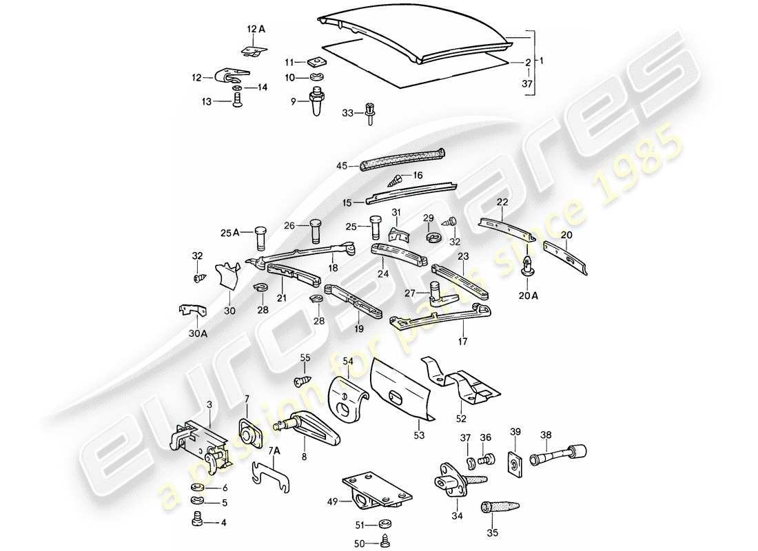 porsche 1985 (911) copertura soffice diagramma delle parti