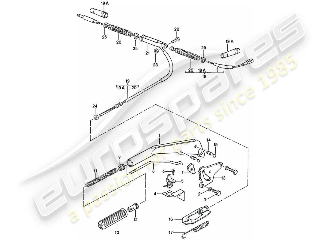 porsche 1982 (944) leva freno a mano diagramma delle parti