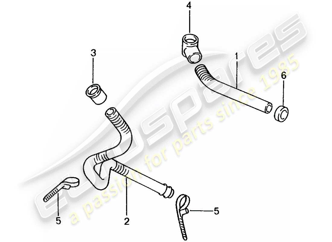 porsche 1999 (986 boxster) tubo di scarico acqua - per - riscaldatore - alloggiamento distribuzione aria schema delle parti