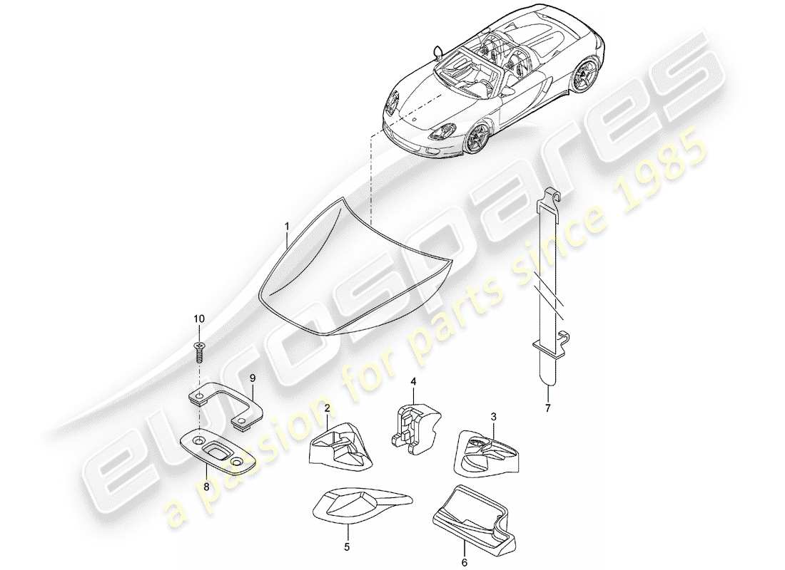 porsche 2004 (carrera gt) fodera dello stivale diagramma delle parti