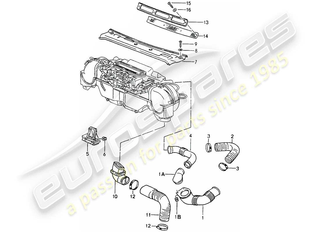 porsche 1990 (964) ventilazione - riscaldamento 1 diagramma delle parti