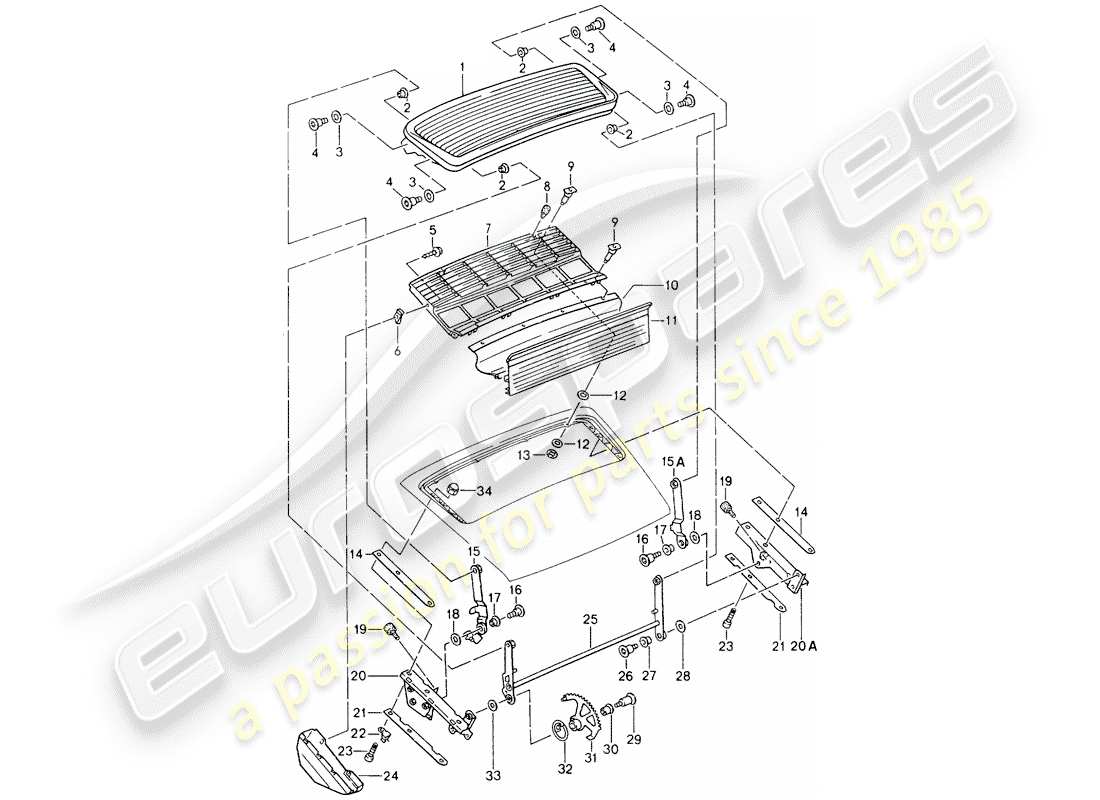porsche 1990 (964) schema delle parti spoiler posteriore
