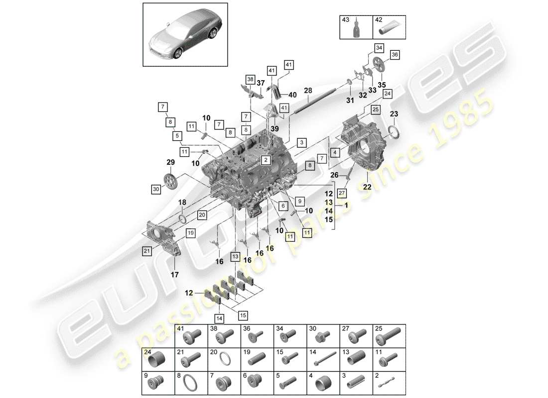 porsche 2019 (panamera 971-1) basamento diagramma delle parti