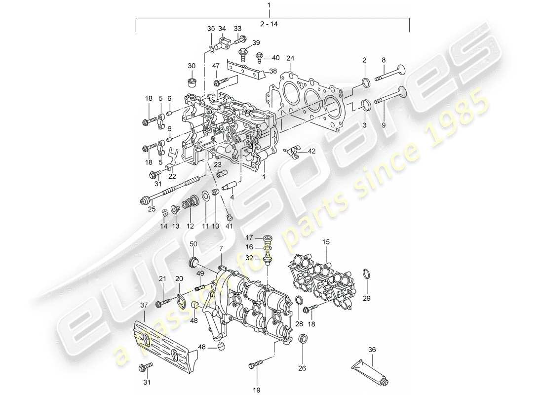 porsche 2000 (996) testa cilindro - d - mj 2002>> schema delle parti