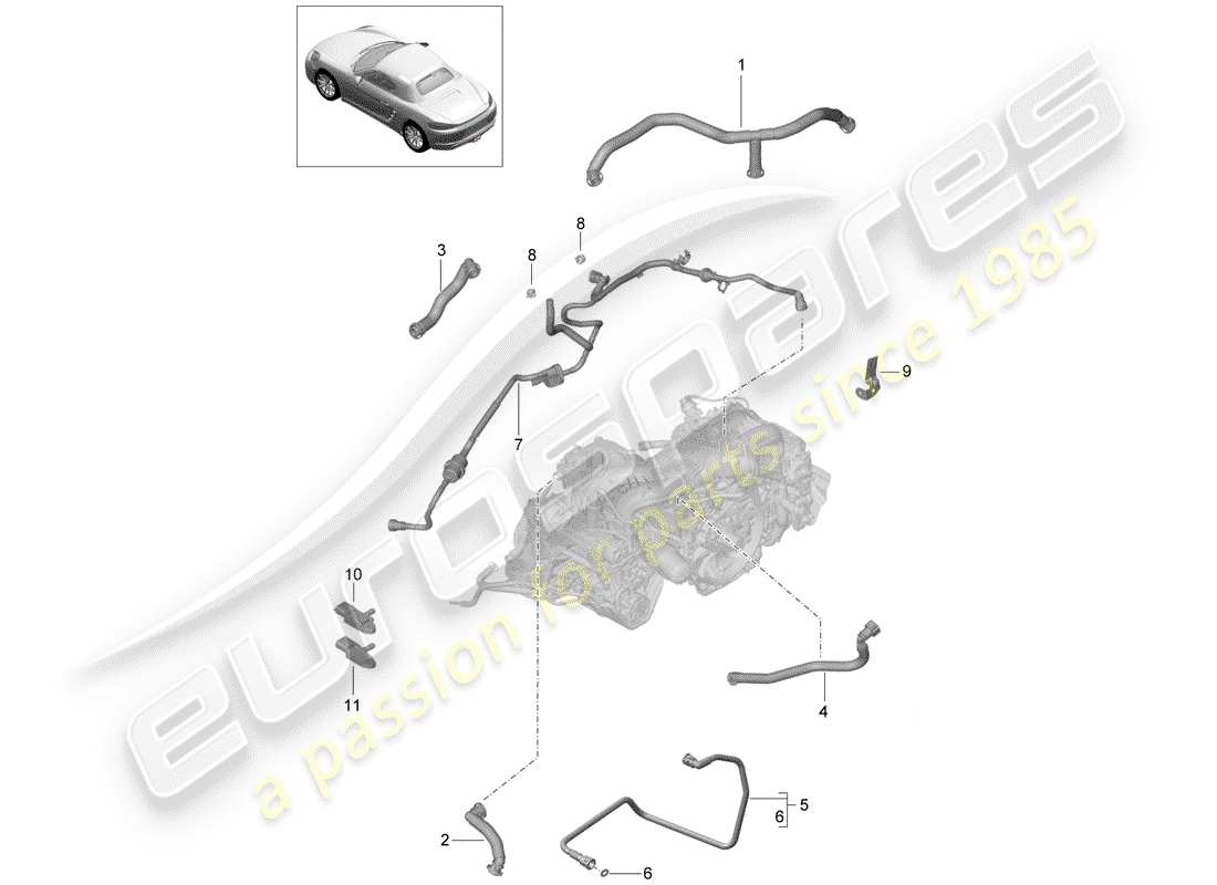porsche 2018 (718 boxster) schema delle parti del basamento