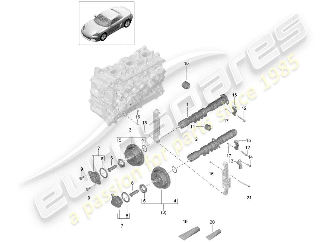 porsche 2019 (718 boxster) albero a camme diagramma delle parti