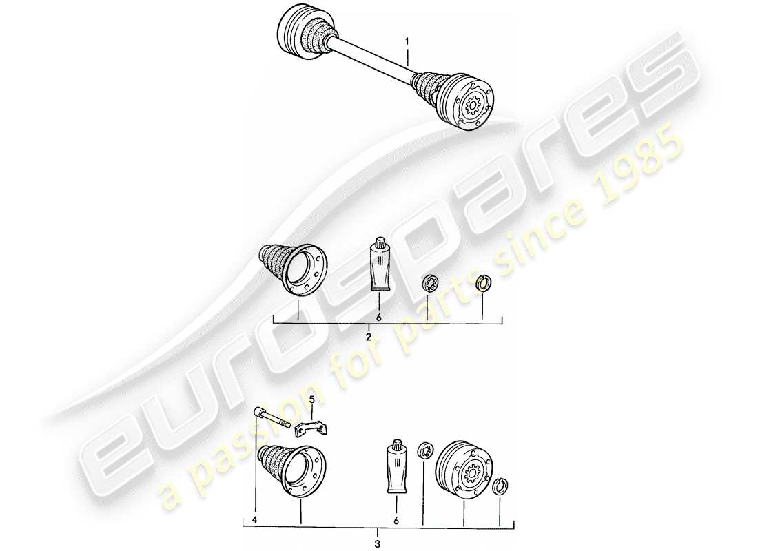 porsche 1988 (924s) albero di trasmissione diagramma delle parti
