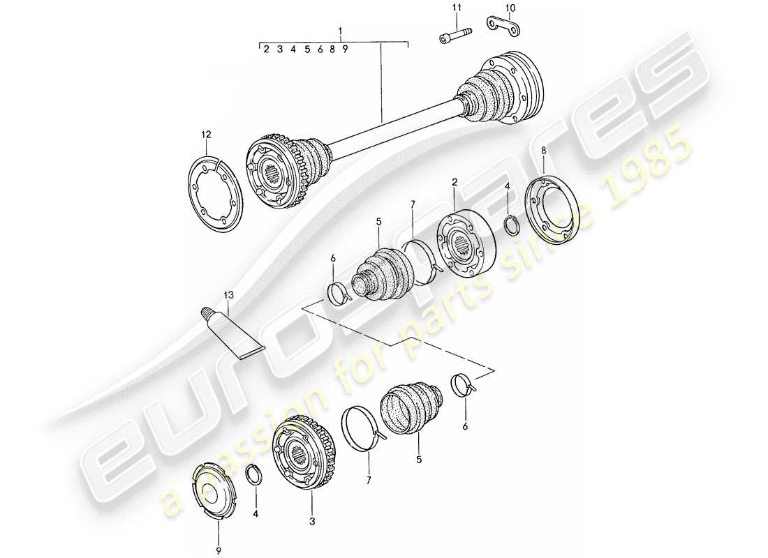 porsche 1987 (959) albero di trasmissione diagramma delle parti