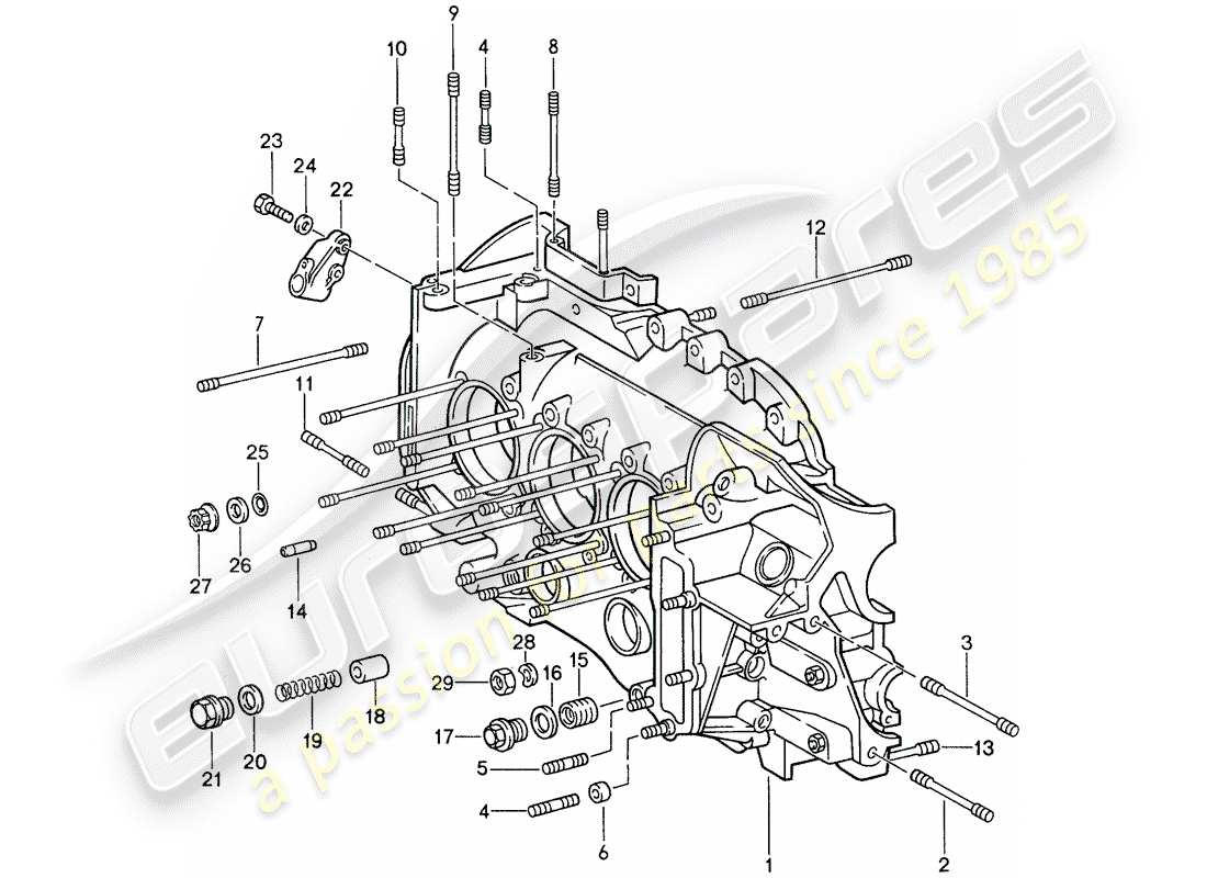 porsche 1987 (959) basamento diagramma delle parti