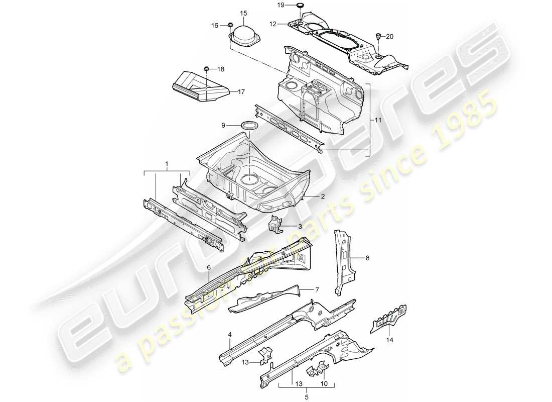 porsche 2009 997-2 turbo / gt2 schema delle parti frontale