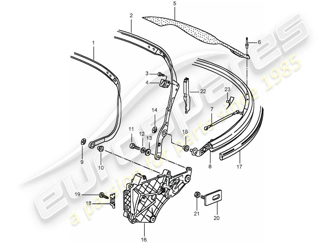 porsche 2005 (996 turbo / gt2) telaio superiore - parti singole diagramma delle parti