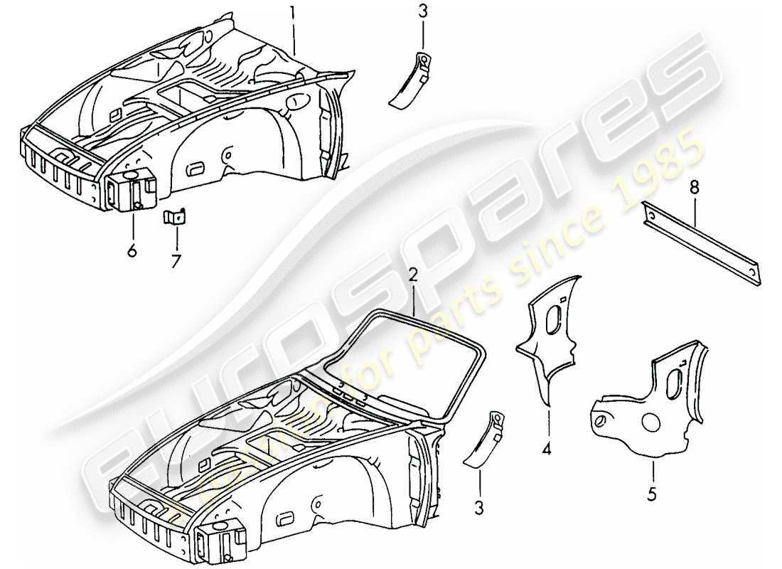 porsche 1966 (911/912) schema delle parti frontale