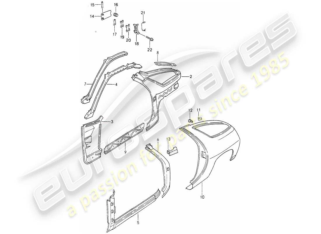 porsche 1994 (928) telaio - pannello laterale schema delle parti
