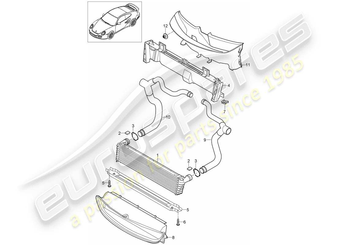 porsche 2013 (997-2 turbo / gt2 rs) termosifone diagramma delle parti