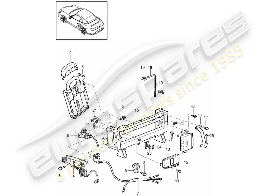 porsche 2013 (997-2 turbo / gt2 rs) diagramma delle parti del roll bar
