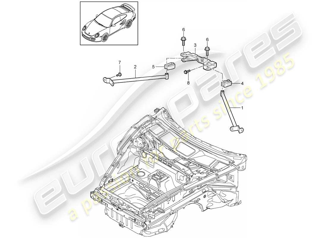 porsche 2013 (997-2 turbo / gt2 rs) punte a cupola diagramma delle parti