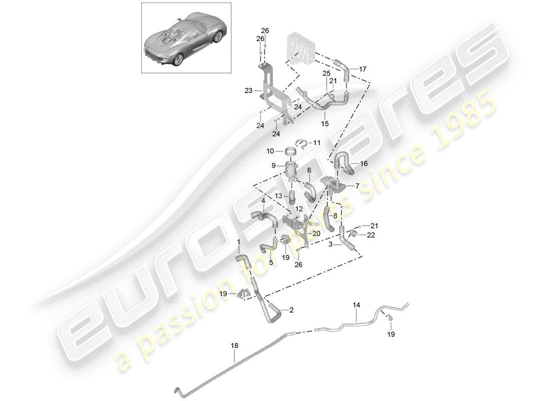 porsche 2015 (918 spyder) stufa diagramma delle parti